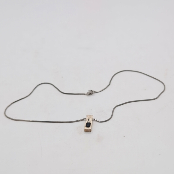 Elegant Vintage Diddl Black and Silver Pendant Necklace 16in - Picture 2 of 5